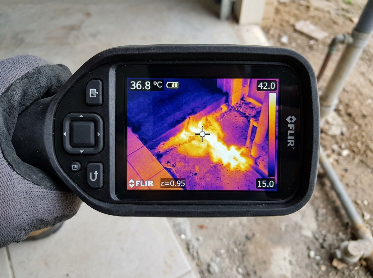 Thermal imaging of hot water slab leak in St. Cloud FL