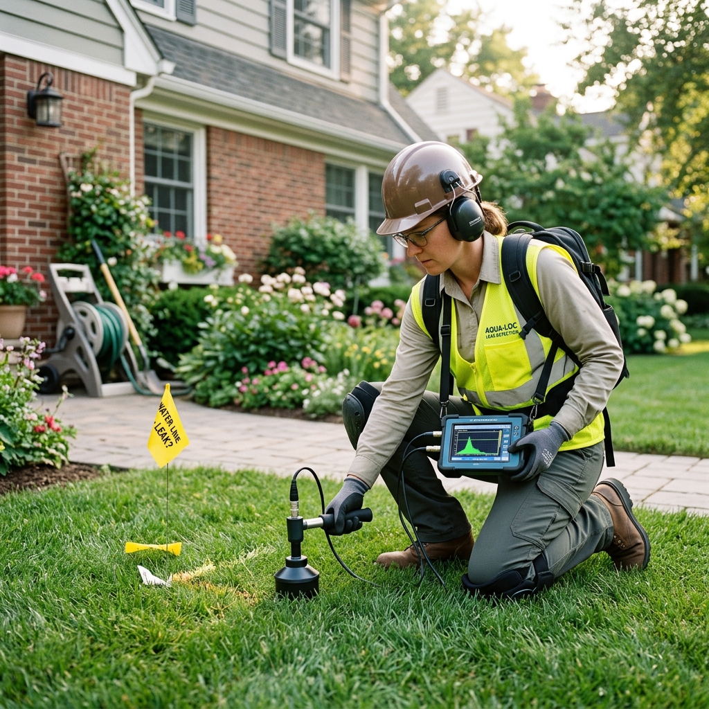 Technician performing non-invasive water leak detection in St. Cloud FL